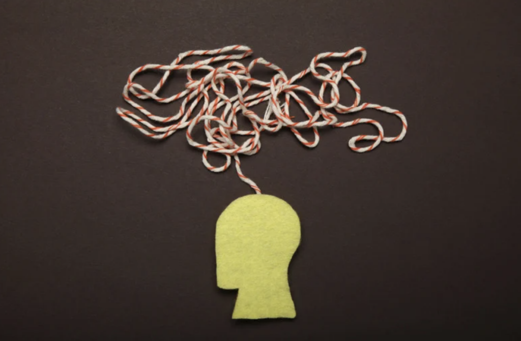 Head with rope demonstrating newly discovered generalized fear mechanisms in the brain